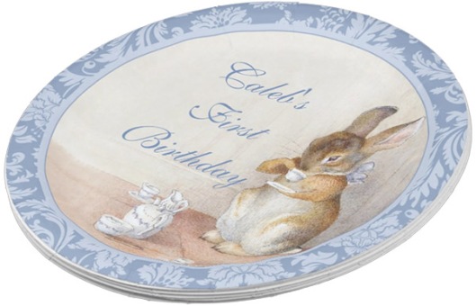 Beatrix Potter Little Rabbit Custom First Birthday Party Paper Plates