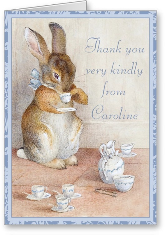 Beatrix Potter Little Rabbit Custom Blue Thank You Note Stationery Note Cards