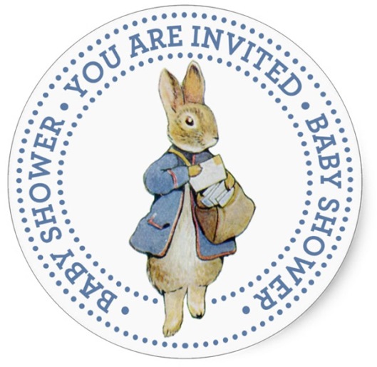 Beatrix Potter Mailman Rabbit Baby Shower invitation Seals Stickers